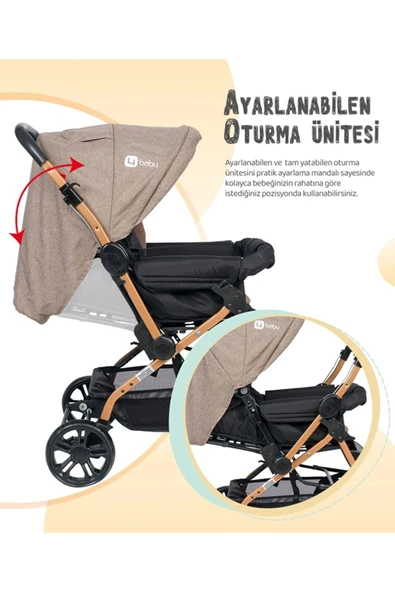 4 Baby Çift Yönlü Travel Sistem Bebek Arabası Ayak Örtüsü Hediye Ilkadım Bebe - 5