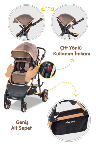 Bebek Arabası - Bc 340 Bora Cross - Travel Sistem Bebek Arabası - Kahve - 3