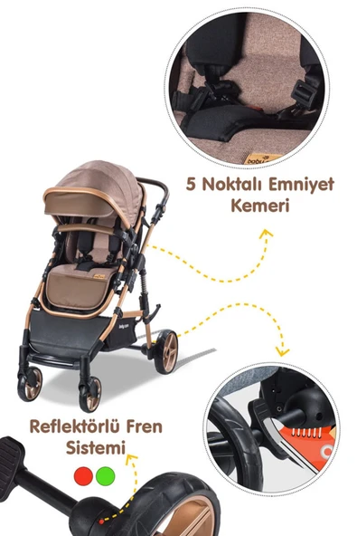 Bebek Arabası - Bc 340 Bora Cross - Travel Sistem Bebek Arabası - Kahve - 4