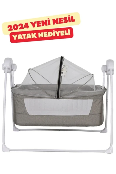 Moda bebek 2024 Yeni Nesil  Elektrikli Otomatik Sallanır Beşik Yatak Hediyeli - 2
