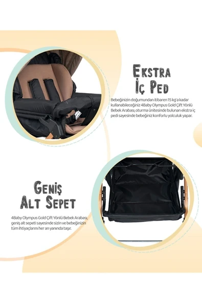 4 Baby Çift Yönlü Travel Sistem Bebek Arabası Ayak Örtüsü Hediye Ilkadım Bebe - 7