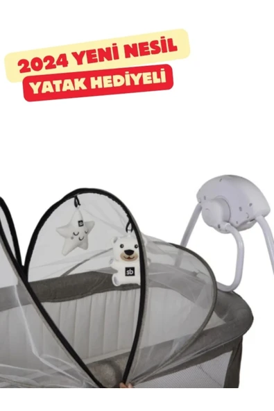Moda bebek 2024 Yeni Nesil  Elektrikli Otomatik Sallanır Beşik Yatak Hediyeli - 5