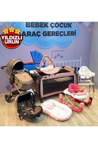 Bebeğinizin Tüm İhtiyaçları Yeni Doğan Beşik+Bebek Arabaı+Puset+Babynest+Yürüteç+Mama Sandalyesi