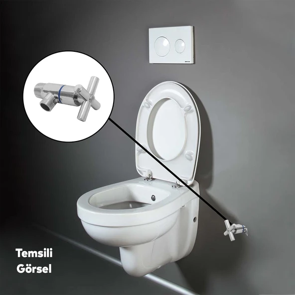 Ara Musluk Klozet Çevirmeli Taharet Musluğu Alafranga Flex Hortum Bağlantı Metal Rezervuar Wc - 2