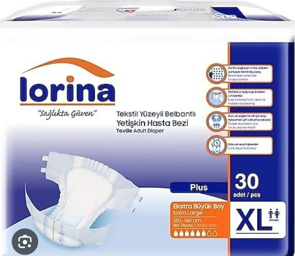 Lorina 6 Damla Belbantlı Ekstra Büyük Boy (XL) 30'lu Hasta Bezi ürün görseli