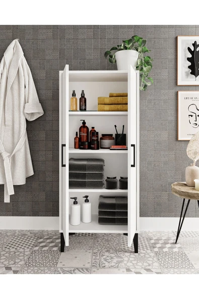 Afilli Viyana 2 Kapaklı Banyo Dolabı Çok Amaçlı Tamamı Mdf Beyaz - 4