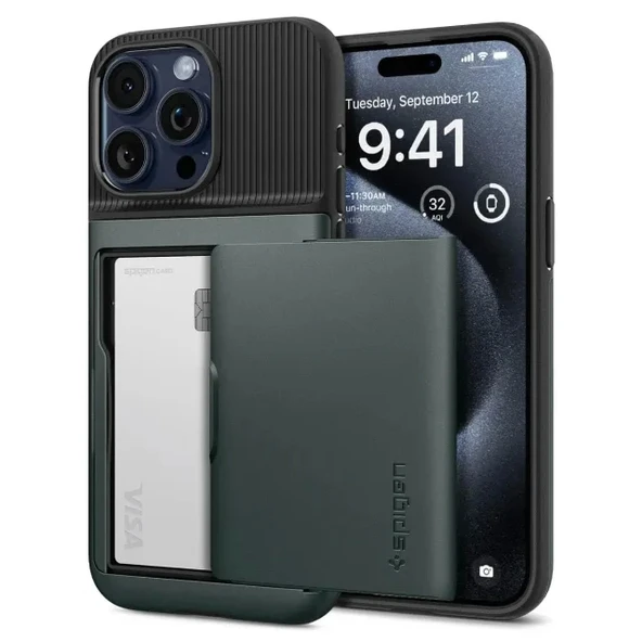 Spigen iPhone 15 Pro Slim Armor CS Kılıf (2023) Abyss Green