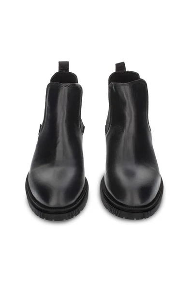 Erkek Hakiki Deri Chelsea Bot Bağcıksız Casual Siyah Rahat Bot - Resim 3