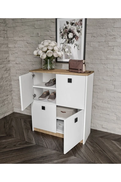 Afilli Asya Ayakkabılık Ve Çok Amaçlı Dolap Tamamı MDF - 4
