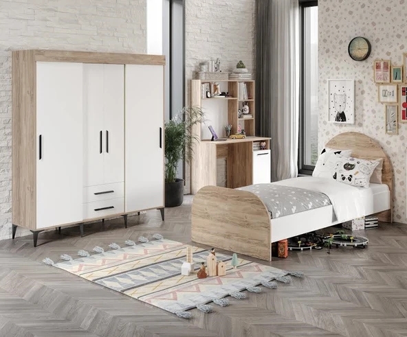 Afilli Ildır Cocuk Odası Takımı Tamamı Mdf Flora Ve Beyaz ürün görseli