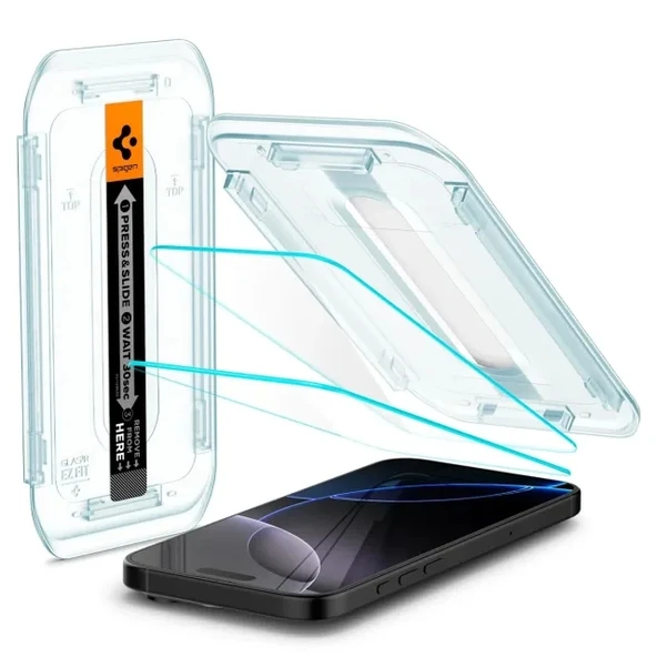 Spigen iPhone 15 Tamperli Ekran Koruyucu [GlasTR EZ FIT] - 2'li Paket iPhone 16 Pro