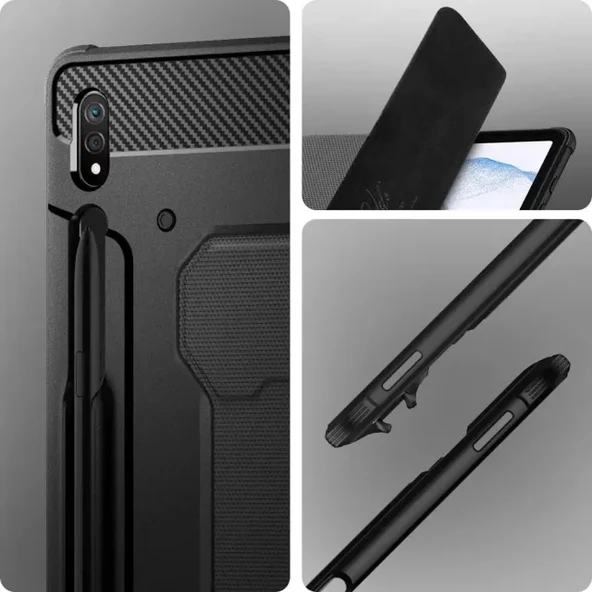 Spigen Rugged Armor Pro Galaxy Tab S8 Plus / S7 Plus Kalem Tutuculu Kılıf - Siyah - 3