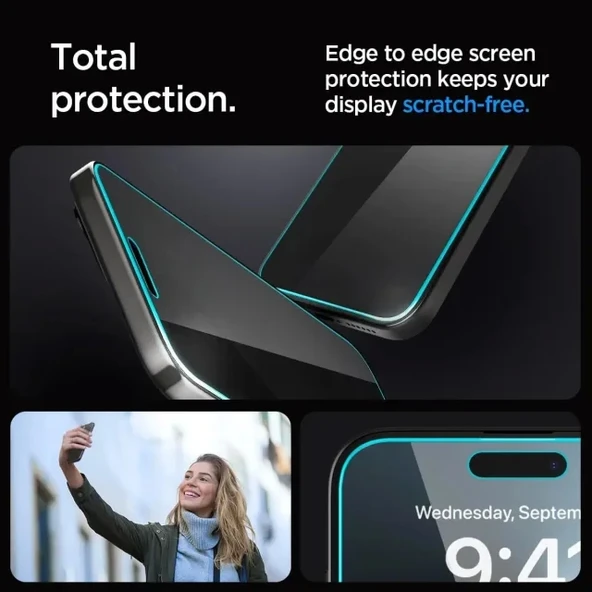 Spigen iphone 15 Pro Max Tamperli Ekran Koruyucu [GlasTR EZ FIT - Privacy]  - 2'li Paket - 5
