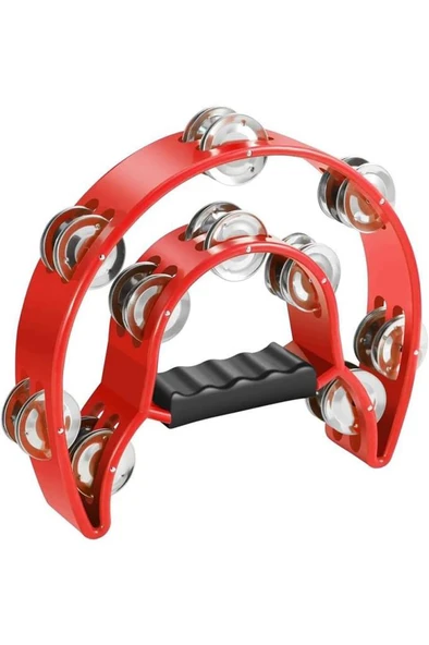 Midex TF-26RD Çift Sıra 10 Zilli Kırmızı Tef Tamburin (El Kavrama Aksamlı) - 2