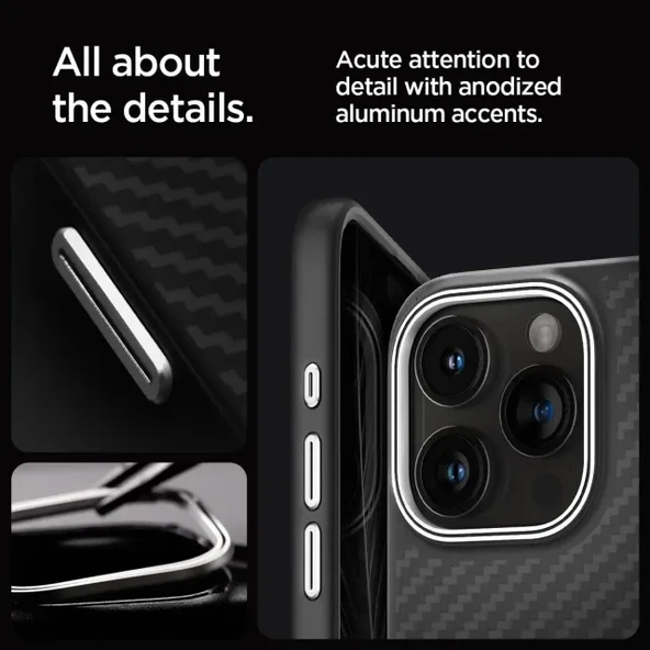 Spigen iPhone 15 Pro Magnetic Enzo Aramid  Kılıf Matte Black - 4