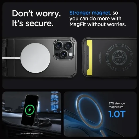 Spigen iPhone 15 Pro Max Manyetik Rugged Armor MagFit Kılıf - Matte Black - 5