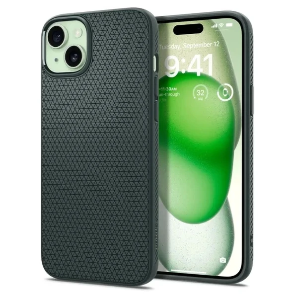 Spigen iPhone 15 Plus Liquid Air Armor Kılıf Koyu Yeşil