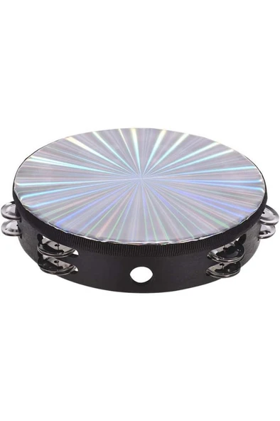 Midex TF-30SL Çift Sıra 8 Zilli Gümüş Renk Derili Tef Tamburin (25.5 cm) - 4