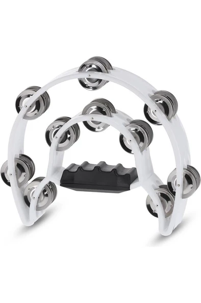 Midex TF-26WH Çift Sıra 10 Zilli Beyaz Tef Tamburin (El Kavrama Aksamlı) - 4