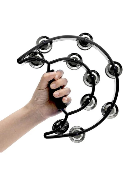 Midex TF-26BK Çift Sıra 10 Zilli Siyah Tef Tamburin (El Kavrama Aksamlı) - 4