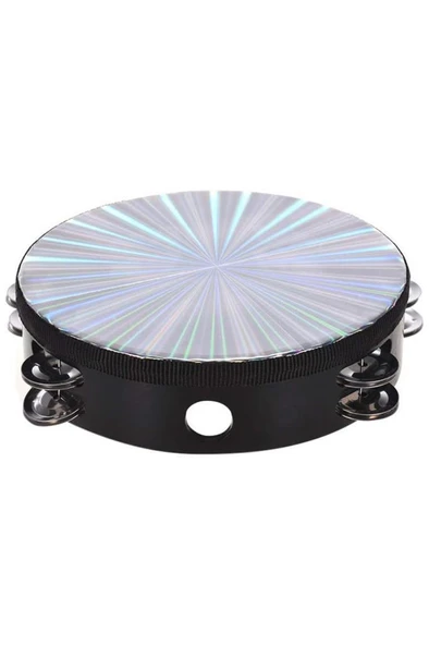 Midex TF-28SL Çift Sıra 6 Zilli Gümüş Renk Derili Tef Tamburin (20.5 cm) - 4