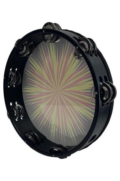 Midex TF-30BK Çift Sıra 8 Zilli Siyah Derili Tef Tamburin (25.5 cm) - 2