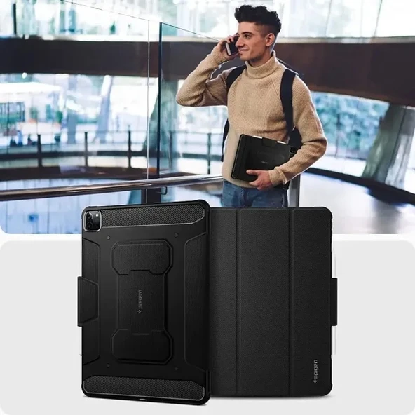 Spigen Rugged Armor Pro iPad Pro 12.9 inç Kılıf - Siyah - 5
