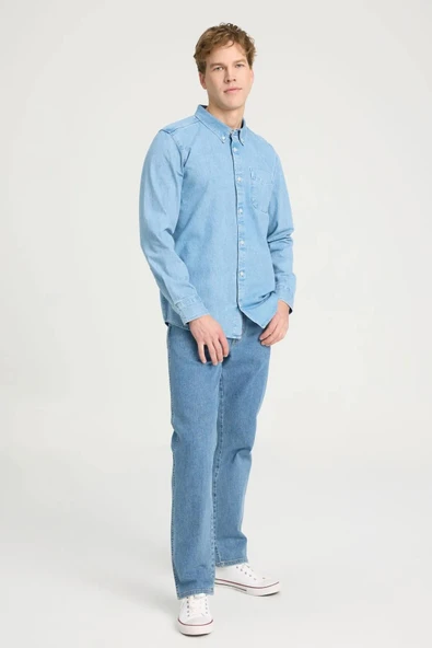 Wrangler Uzun Kollu Erkek Jean Gömlek W241464XT - 3