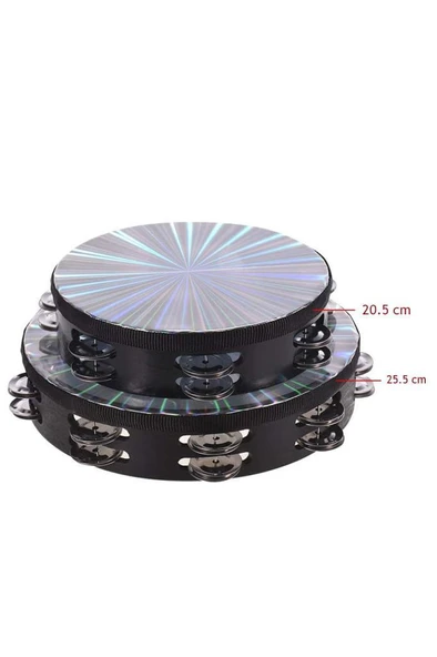 Midex TF-30SL Çift Sıra 8 Zilli Gümüş Renk Derili Tef Tamburin (25.5 cm) - 5