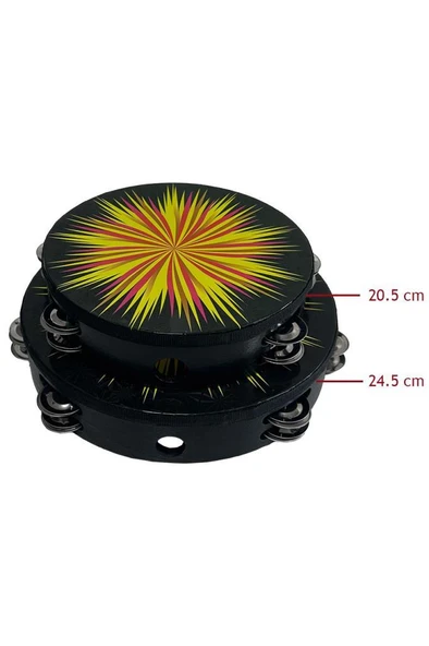 Midex TF-28BK Çift Sıra 6 Zilli Siyah Derili Tef Tamburin (20.5 cm) - 5