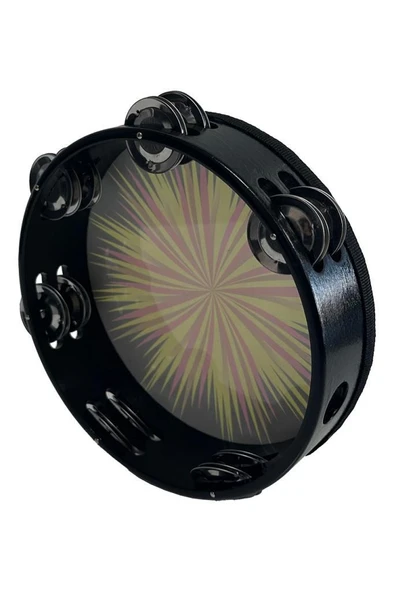 Midex TF-28BK Çift Sıra 6 Zilli Siyah Derili Tef Tamburin (20.5 cm) - 2