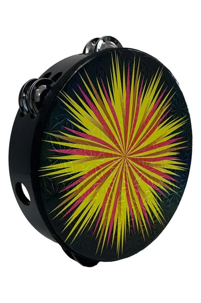 Midex TF-28BK Çift Sıra 6 Zilli Siyah Derili Tef Tamburin (20.5 cm) - 3