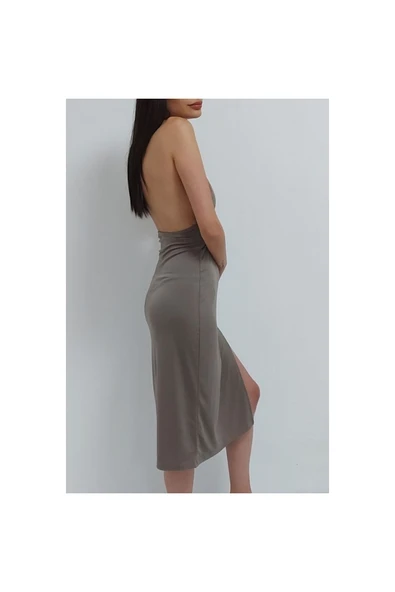 Bkmc Dekolteli Özel Gün Elbisesi Vizon - 3