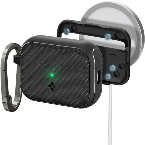 Spigen Mag Armor (Mag Fit) MagSafe Airpods Pro 2. Nesil Kılıf - Matte Black Matte Black