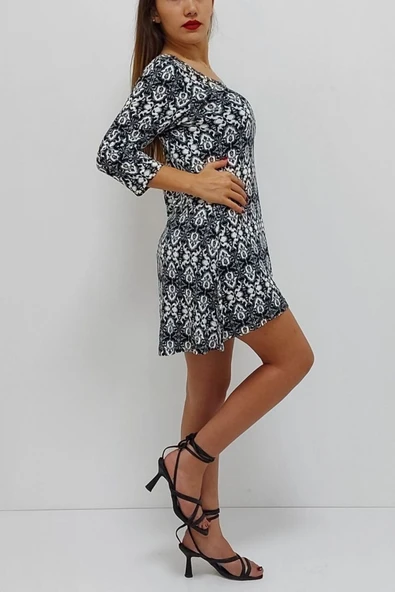 Bkmc Kısa Desenli Elbise Siyah (clz) - 4