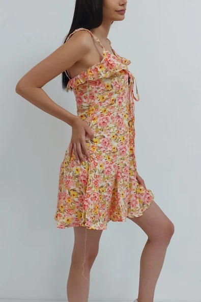 Bkmc Askılı Çiçek Desenli Elbise Ekru (clz) - 3