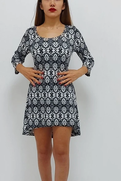 Bkmc Kısa Desenli Elbise Siyah (clz) - 2