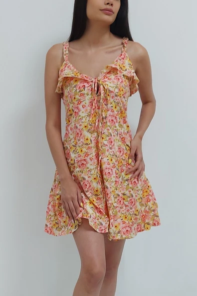 Bkmc Askılı Çiçek Desenli Elbise Ekru (clz) - 2