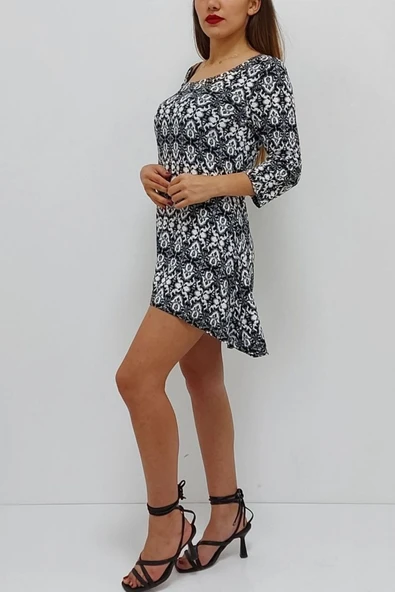 Bkmc Kısa Desenli Elbise Siyah (clz) - 3