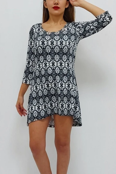Bkmc Kısa Desenli Elbise Siyah (clz)
