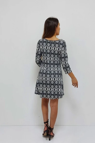 Bkmc Kısa Desenli Elbise Siyah (clz) - 5