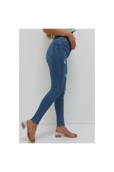 Bkmc Yırtıklı Dar Kot Pantolon Mavi (lisinya) - 3