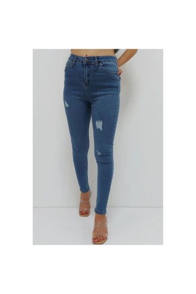 Bkmc Yırtıklı Dar Kot Pantolon Mavi (lisinya) - 2