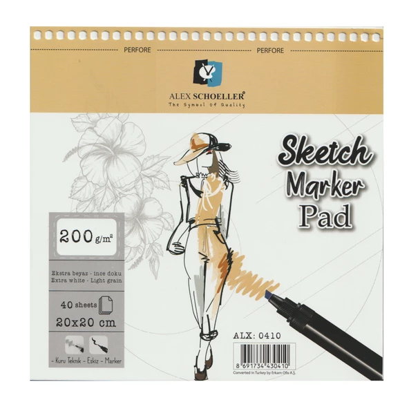 Alex Schoeller Spiralli Sketch Marker Pad 200gr 20x20cm 40 Yaprak / ALX.0410