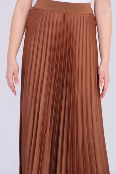 Bkmc Deri Görünümlü Pilise Etek Taba - Resim 3