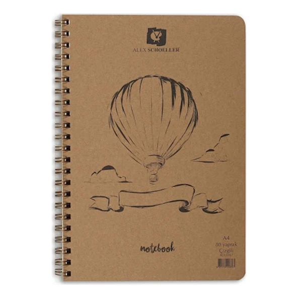 Alex Schoeller A6 Spiralli Sert Kapak 80 yp Kraft Defter -Kareli ALX.0350