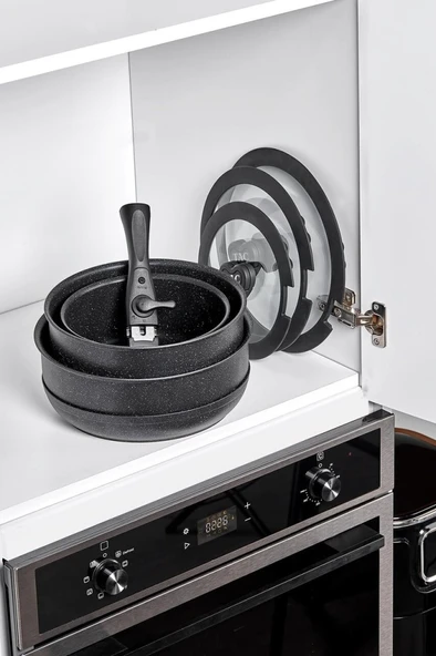 Taç Easy Connect 8 Parça Tencere Seti Siyah - 3