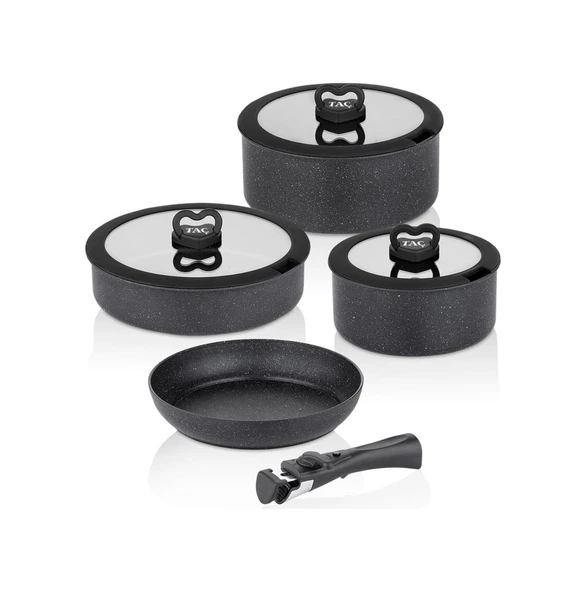 Taç Easy Connect 8 Parça Tencere Seti Siyah - 7