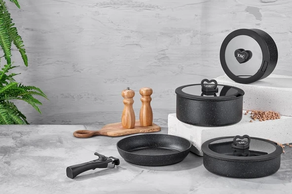 Taç Easy Connect 8 Parça Tencere Seti Siyah - 4