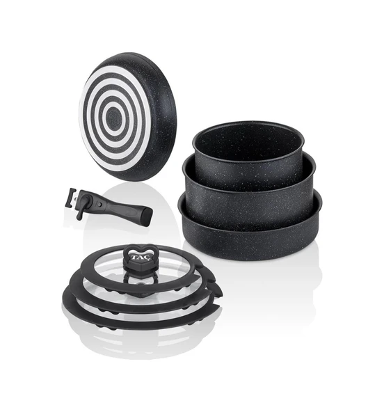Taç Easy Connect 8 Parça Tencere Seti Siyah - 5